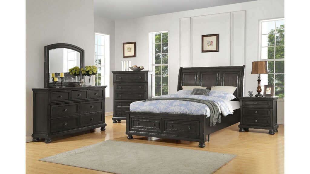B851 - BALTIMORE - king Bedroom Complete Set - DARK GREY